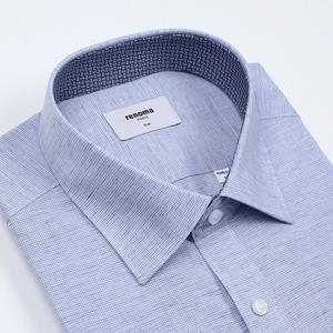 [레노마 슬림핏] ROSSL0-133 2종 얇고 가벼운 린넨혼방 마이크로 미니스타체크 셔츠[카라배색]