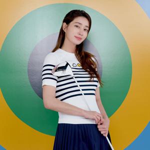 [까스텔바작] 여성 스트라이프 반팔 스웨터_BGDMSW702WH