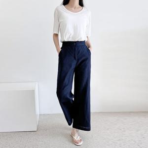 [리빌모아]여자 린넨 와이드 밴딩 9부 팬츠 바지 DJW-PTS-SKYI80