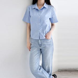 [리빌모아]여자 심플 베이직 반팔 블라우스 셔츠 DJW-SHH-SKQQ77