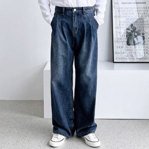 [스콰즈]스콰즈 남자 청바지 투턱 와이드팬츠 중청 SDP087