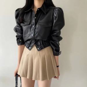 [리빌모아]여자 플리츠 가죽 레더 미니 스커트 JSW1-SKS-SP0000C