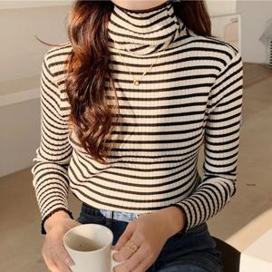 [리빌모아]여성 스트라이프 긴팔 폴라 목티 SDW-TSS-LM0264