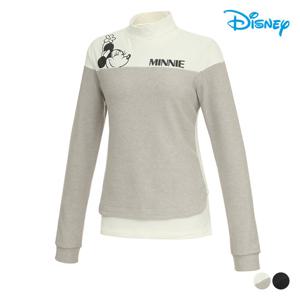 [디즈니골프] 여성 아트웍 배색 레이어드 반목 기모 긴팔 티셔츠 DL3LTS014