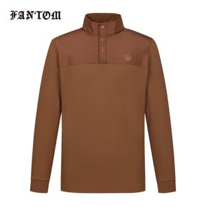 [팬텀] 남성 로고 와펜 우븐 패치 반버튼 긴팔티셔츠