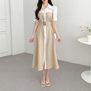 [리빌모아]여자 프렌치 스티치 셔츠 롱 원피스 JSW-OPS-SP0000CS