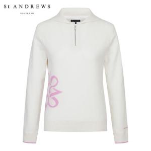 [세인트앤드류스] 여성 별 심볼 세일러 카라 하프 집업 방풍 니트