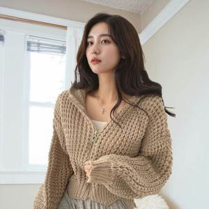 [리빌모아]여자 캐주얼 와플 후드 집업 쟈켓 LDW-JKA-SSIS594-연