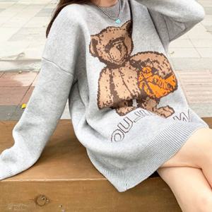 [리빌모아]여자 가을 캐주얼 곰돌이 라운드 니트티 LDW-KN-SSIS5