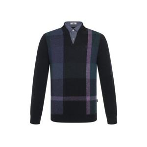 [닥스]빅체크 셔츠레이어드 스웨터 네이비_DKW1SWRL111N1