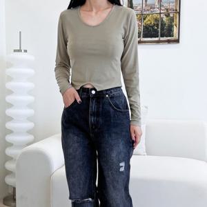 [리빌모아]여자 편한 운동 스쿱넥 크롭 티셔츠 DJW-TSA-SGSSET99