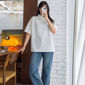 [리빌모아]여자 무지 리브드 골지 반폴라 7부 맨투맨 5CW-TSA-Q1