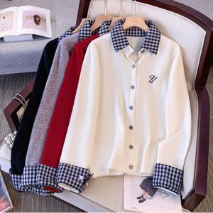 체크배색 가디건_F4XWRB008Z