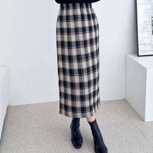 [리빌모아]여자 겨울 H라인 기모체크 롱스커트 DJW-SKLW-SKYI809