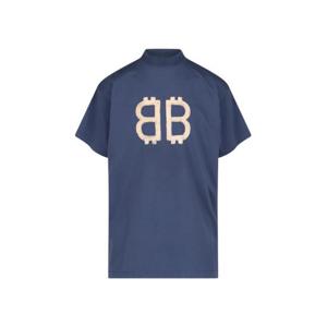 발렌시아가 반팔 티셔츠 739028TOVU64108 BLUE DOM