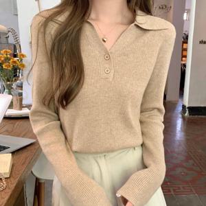 [리빌모아]여자 가을 기본 카라 골지 브이넥 니트 DMSW-KN-SHHE5