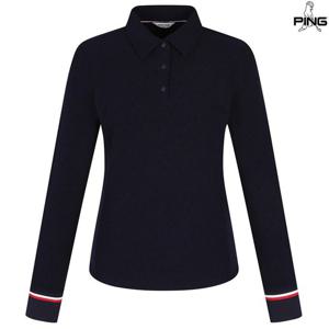 [핑골프][양말증정]여성 자가드 카라 긴팔 티셔츠 121D4TO351_NA