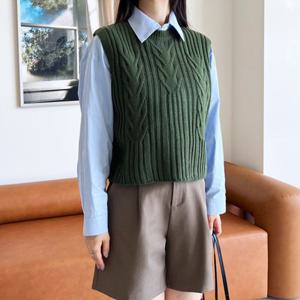 [리빌모아]여자 트위 베스트 라운드 니트 조끼 DJW-VEA-SCAT1025