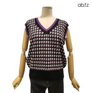 [에이비에프지]컬러 배색 포인트 V넥 니트 베스트 APZ1HW39B