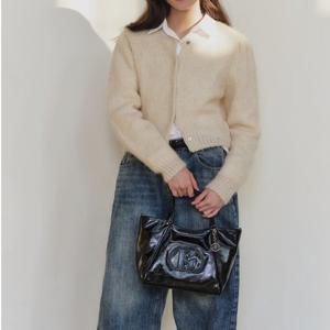 [헤지스ACC] 시그니처 H 블랙 토트겸 숄더백 M(유광) HIBA5E529