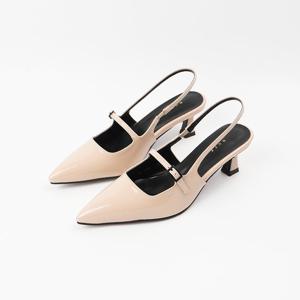 [신난다슈] 여성 슬링백힐 5cm 메리제인 슬링백 구두 펌프스힐 스틸레토 NF252409 베이지