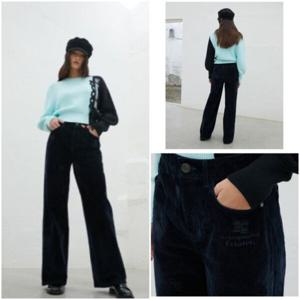 [에고이스트]자수 와이드 코듀로이 벨벳 팬츠EQ1DP160_DG