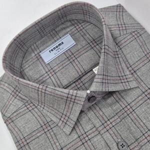 [레노마셔츠]슬림핏 /면100/체크 긴팔 셔츠 RLFSL0138 GY_US