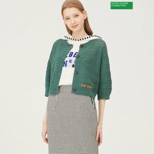 베네통 스카시 변형 크롭 니트 가디건 BAKC56431