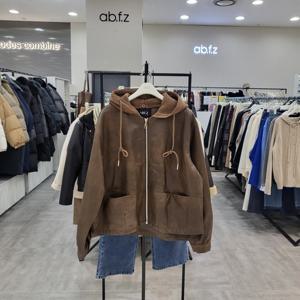 [ab.f.z]AFZ5GL02/봄 후드 탈작 오버핏 레더 점퍼_IC