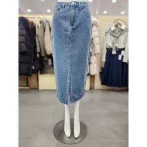 [플라스틱아일랜드]데님 앞트임 롱 스커트 PQ7DS201_DJ