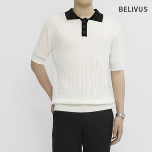 빌리버스 남성 여름 니트 카라 골지 티셔츠 BXR022