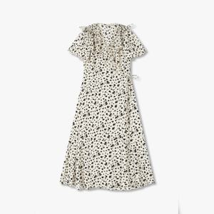 플라워 프린트 쉬폰 랩 롱 원피스7155237200