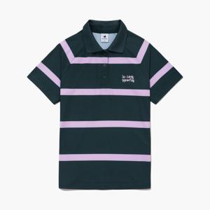 [르꼬끄골프] 여성 요꼬에리 스트라이프 반팔 티셔츠 (GQ222LTS42)