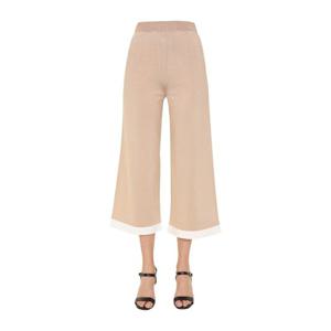 모스키노 베이지 와이드 크롭 엘라스틱 웨이스트 팬츠 03811103