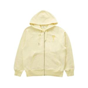 아미 톤온톤 하트 로고 후드 집업 페일 옐로우 E22USW402-747-703