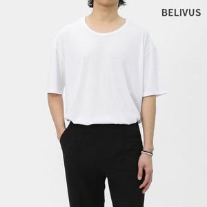 빌리버스 남성 라운드 무지 유넥 반팔티 BWT006