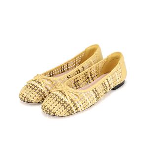 [바바라(슈즈)]바바라 리본 망사 패브릭 플렛슈즈BBI138_YE