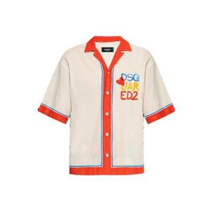 디스퀘어드2 썸머 러버스 드롭 숄더 모슬린 볼링 셔츠 S78DM0044D35282 001S TP937007915