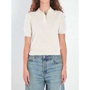 버버리 초크 화이트 울 폴로 셔츠 8112168 B7078