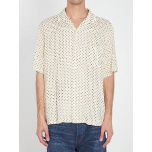 셀린느 크림 트리옹프 패턴 오픈 칼라 하와이안 셔츠 2C9460N28