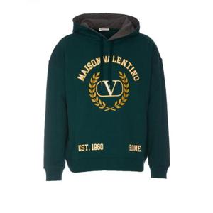 Valentino VLogo 프린트 드로스트링 후드티 VMF22W93K UY9VERDEGIALLOBIANCO TP935875154