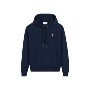 아미 스몰 하트 로고 루프백 오가닉 코튼 플리스 후드 나이트 블루 HSW260-730-430