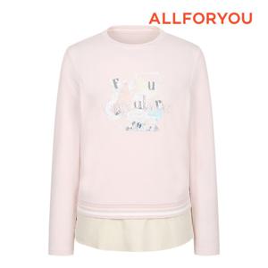 [올포유] 여성 밑단 우븐 배색 원포인트 라운드 티셔츠 ALTRN2221-411