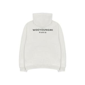 우영미 코튼 블랙 백로고 후드 화이트   22FW W223TS31718W