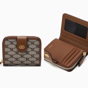 [헤지스ACC] H장식 브라운 시그니처 패턴 반지갑 HIWA5E835W1