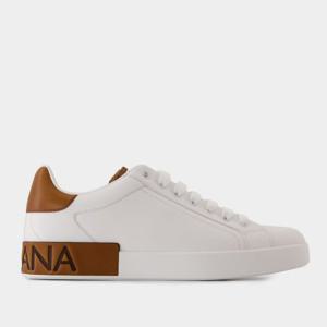 돌체앤가바나 화이트 레더 로우탑 스니커즈 CS2278A9U73 8S537