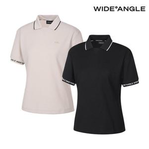 [와이드앵글] WWU24251 CO 오픈 카라 하프 슬리브 티셔츠