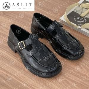 [애슬릿] 여성 라운드 토 오버솔 버클 스트랩 통굽 로퍼