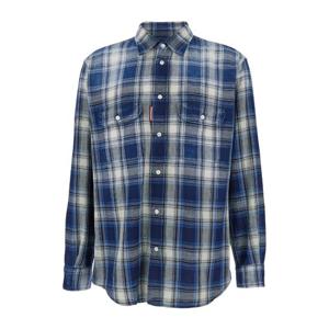 디스퀘어드2 블루 화이트 플라드 롱 슬리브 셔츠 S74DM0958 D35