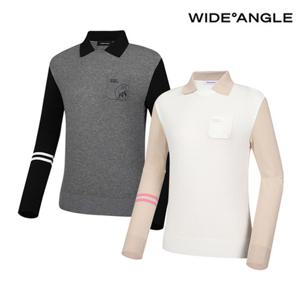 [와이드앵글] WWU24K52 CO 루즈핏 소매블럭 폴로 풀오버